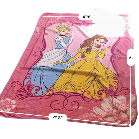 Disney Princess Cinderella and Belle Micro Raschel Twin Blanket; 62" x 90" - Picture 2 of 14